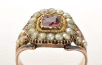 Lot 764 - An early 19th Century garnet and pearl ring,...