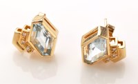 Lot 778 - A pair of blue topaz and diamond stud earrings,...