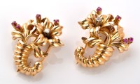 Lot 893 - A pair of diamond and ruby set cornucopia...