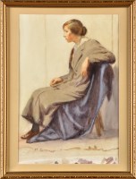 Lot 82 - Mary Burrow (1886-1969) SEATED FIGURE signed...