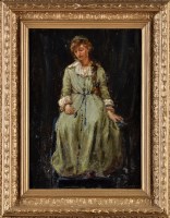 Lot 299 - Mary Burrow (1886-1969) THE GREEN GOWN signed...