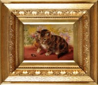 Lot 320 - Wilson Hepple (1854-1937) A KITTEN WATCHING A...