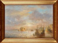 Lot 343 - Walter Holmes (1936-) ''NORTH SHIELDS, SUNSET''...