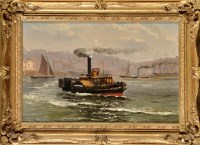 Lot 345 - Samuel Sykes (1850-1920) A PADDLE STEAM TUG ON...