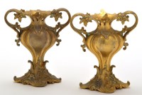 Lot 427 - A pair of 19th Century gilt metal posy vases,...