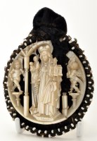 Lot 433 - A carved European mother-of-pearl roundel,...