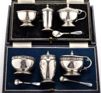 Lot 562 - A George VI three-piece condiment set, by S. &...