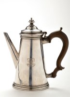 Lot 581 - A George II coffee pot, by George Wickes,...