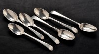 Lot 605 - Two George III dessert spoons, by John Lambe,...