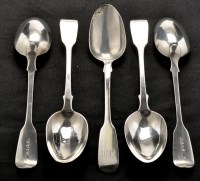 Lot 616 - Five Victorian tablespoons, by Chawner & Co....