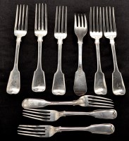 Lot 626 - Six George IV table forks, by William Chawner...