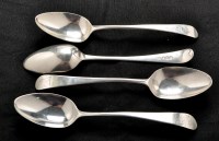 Lot 635 - Four George III dessert spoons, by Hester...