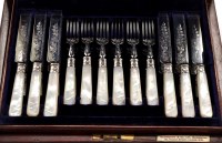 Lot 639 - Twelve Victorian/Edwardian dessert knives and...