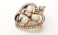 Lot 772 - A Victorian opal and diamond brooch, of heart...