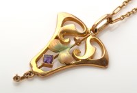 Lot 792 - An Edwardian Art Nouveau pendant, set with...