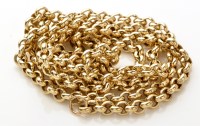 Lot 813 - A 9ct. yellow gold circular link chain...