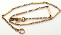 Lot 814 - A yellow metal chain necklace of diagonally...