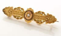 Lot 854 - A Victorian yellow metal and diamond set...