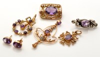 Lot 859 - A quantity of amethyst set jewellery, to...