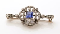 Lot 878 - An Edwardian sapphire and diamond brooch, the...