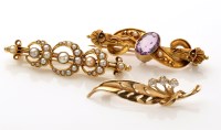 Lot 890 - A Victorian amethyst and seed pearl Etruscan...