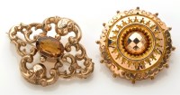 Lot 893 - A Victorian citrine set yellow metal brooch,...