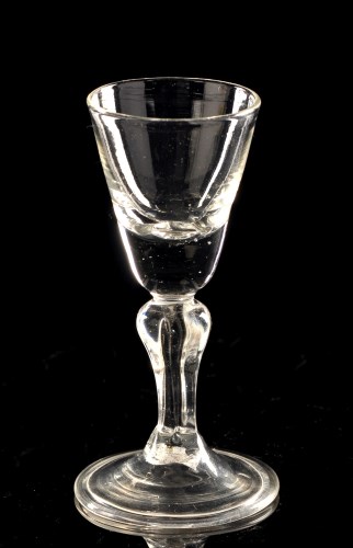 Lot 940 - Moulded stem gin glass, the conical bowl on...