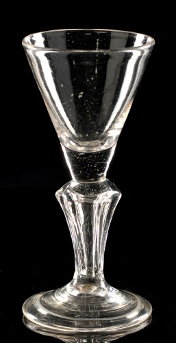Lot 941 - Moulded stem wine glass, the conical bowl on...