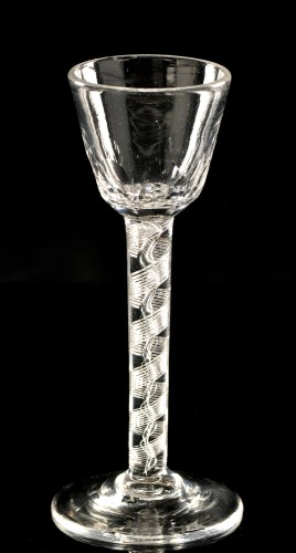 Lot 960 - Air-twist wine glass, the round funnel bowl...