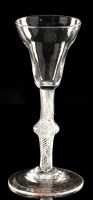Lot 966 - Air-twist wine glass, the pan-top round funnel...
