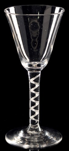Lot 971 - Air-twist wine glass, the round funnel bowl,...