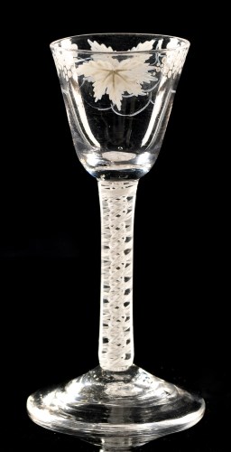 Lot 986 - Opaque twist wine glass, attributed to Beilby,...