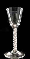 Lot 990 - Opaque twist wine glass, the round funnel bowl...