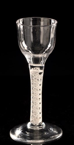 Lot 993 - Opaque twist wine glass, the ogee bowl above...