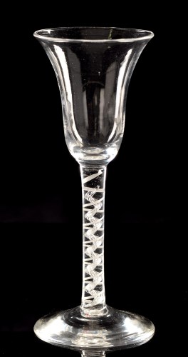 Lot 994 - Mixed twist wine glass, the bell bowl above...