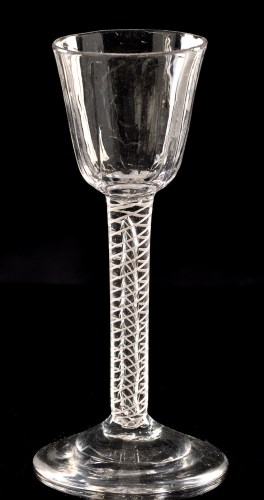 Lot 996 - Mixed twist wine glass, the round funnel bowl...