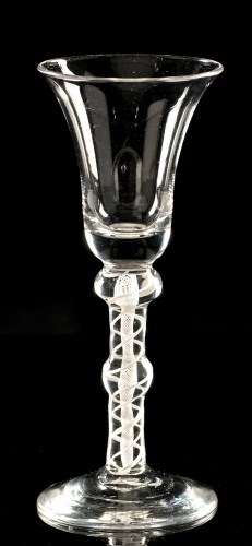 Lot 997 - Opaque twist wine glass, the bell bowl above...