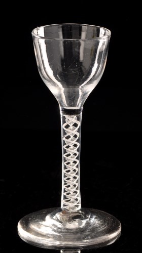 Lot 998 - Opaque twist wine glass, ogee bowl above...