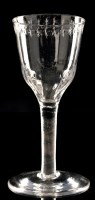 Lot 1000 - Engraved and incised twist wine glass, the...
