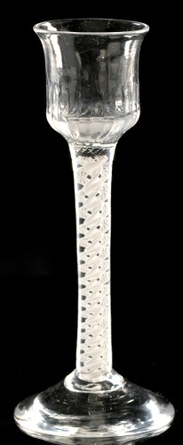 Lot 1004 - Opaque twist wine glass, the lipped ogee or...