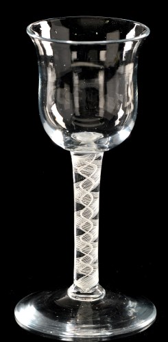 Lot 1006 - Opaque twist wine glass, the tulip bowl above...