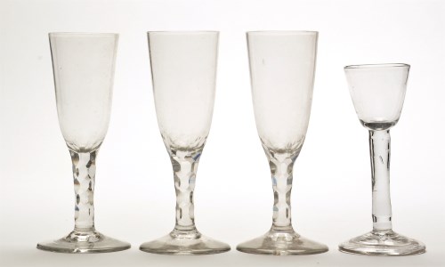 Lot 1033 - Plain stem cordial glass, with round funnel...