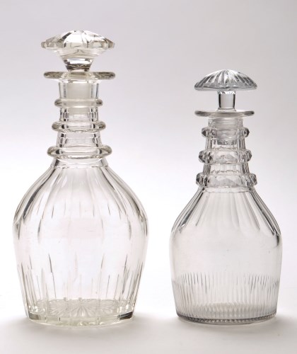 Lot 1042 - Mallet shape glass decanter, with faceted...