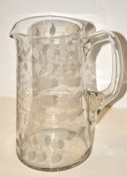 Lot 1054 - Engraved glass water jug, inscribed ''In...