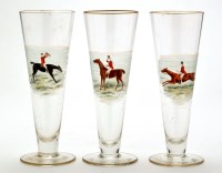 Lot 1061 - Set of six 'hunting' toasting glasses, each...