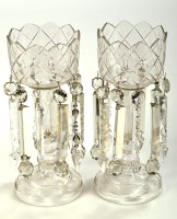 Lot 1062 - Pair of cut glass table Lustres, the bowls...