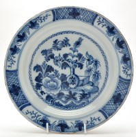 Lot 1075 - Delftware blue and white dish, painted with...