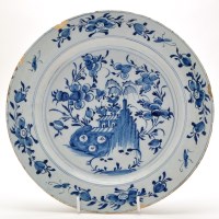 Lot 1077 - Delftware blue and white dish, painted with...