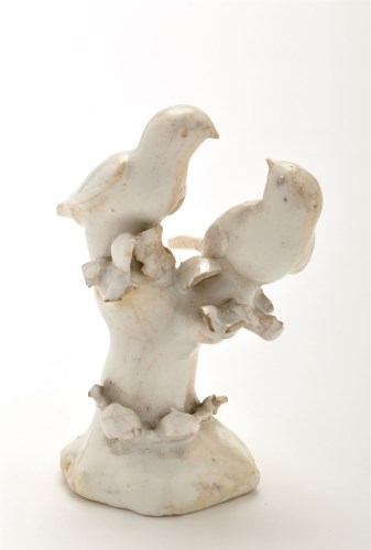 Lot 1083 - Dated 'Dry Edge' figure of two finches,...