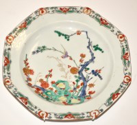 Lot 1100 - Chelsea style octagonal dish, painted in the...